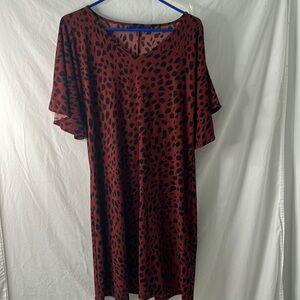 Apt 9 size medium Mini dress black spots dark red fabric